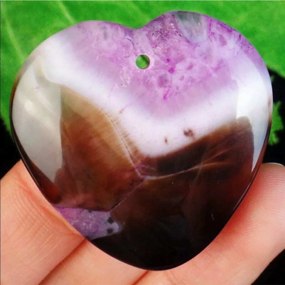 Black Peach Agate Heart necklace